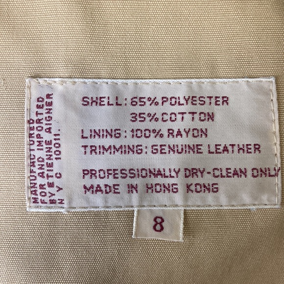 Etienne Aigner beige trench coat double breasted with belt size 8 - Picture 8 of 16